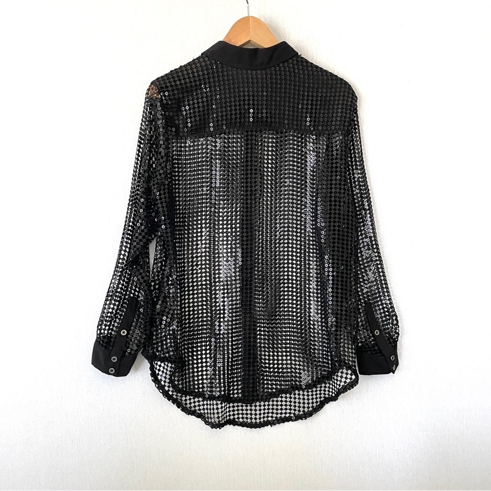 Anthropologie Pilcro Long Sleeve Chainmail Button Down Blouse - Picture 7 of 15